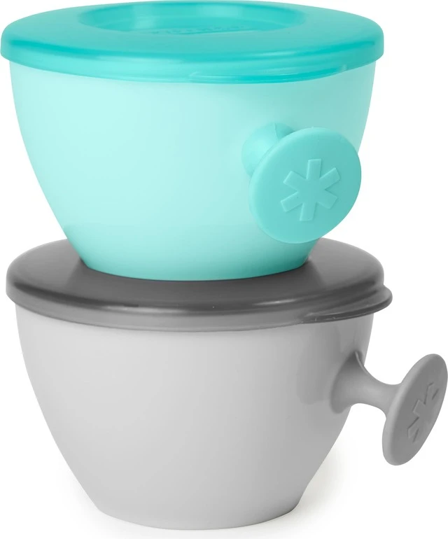 Skip Hop Schüsseln Mit Deckel Und Halter Easy Grab Grey, Teal 2 X 240ml, 3m + 3 Skip Hop Schüsseln Mit Deckel Und Halter Easy Grab Grey, Teal 2 X 240ml, 3m +