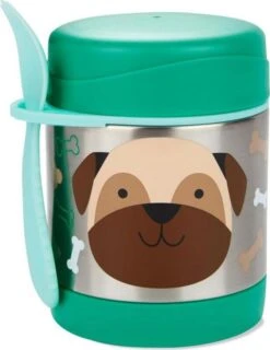 SKIP HOP Zoo Thermoskanne Für Futter Mit Löffel / Gabel Mops 325ml,