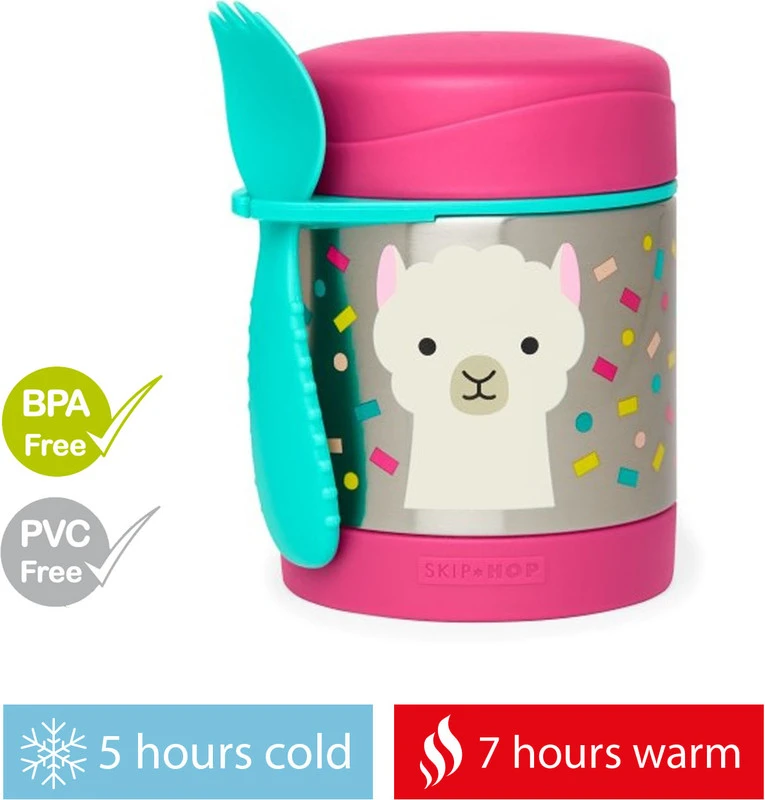 Skip Hop Zoo Thermoskanne Für Futter Mit Gabel - Lama 12m + 4 Skip Hop Zoo Thermoskanne Für Futter Mit Gabel - Lama 12m + – Bild 2