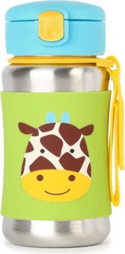 Skip Hop Zoo Trinkflasche Mit Trinkhalm Edelstahl Giraffe 12m+