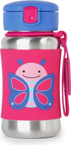 Skip Hop Zooflasche Mit Trinkhalm Edelstahl Butterfly 12m +