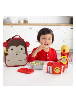 Skip Hop 2tlg. Edelstahl-Lunchbox "Affe" In Rot/ Silber -Skip Hop skip hop 2tlg edelstahl lunchbox affe in rot silber 4